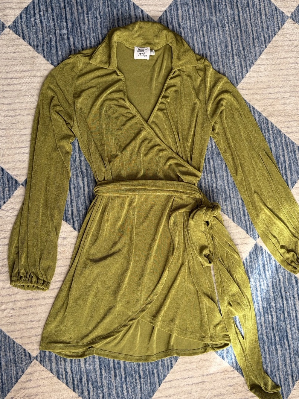 Princess Polly Ruched Mini Dress in Green Size S